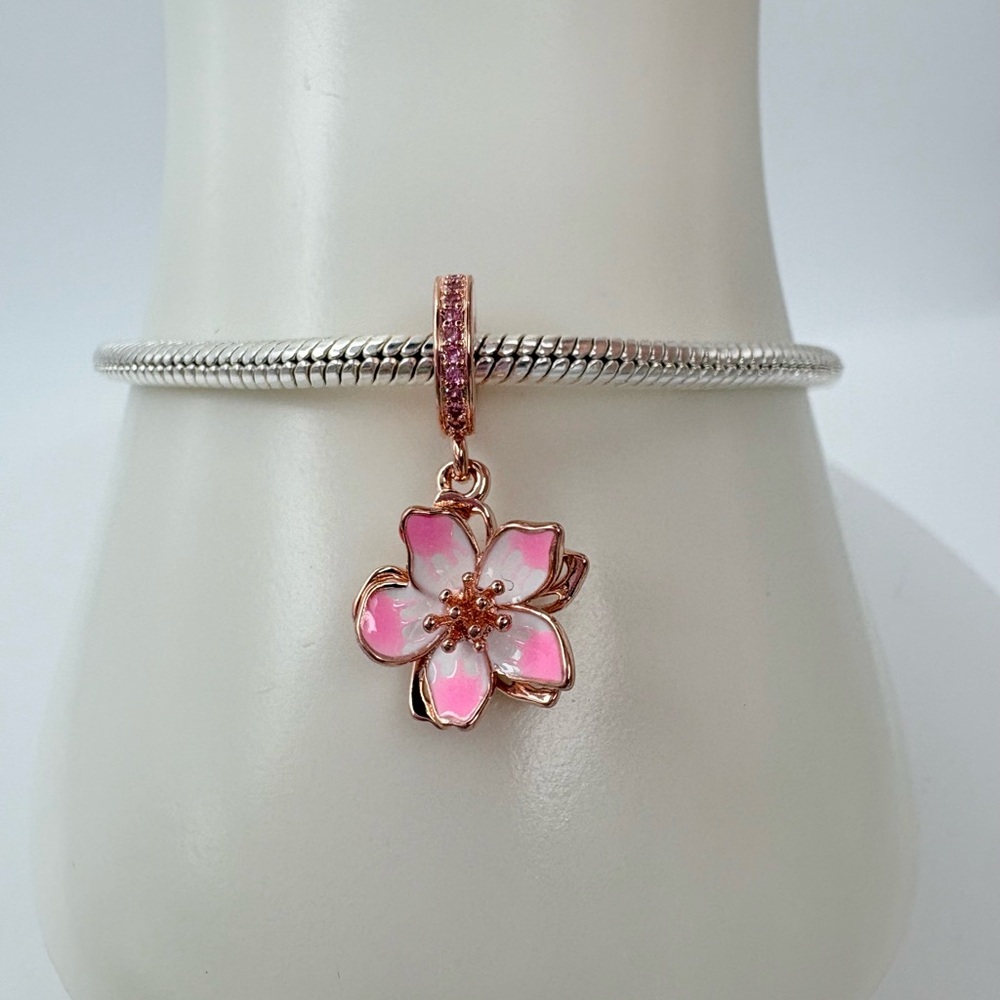 Pandora Cherry Blossom Dangle Charm, Rose Gold-Plated